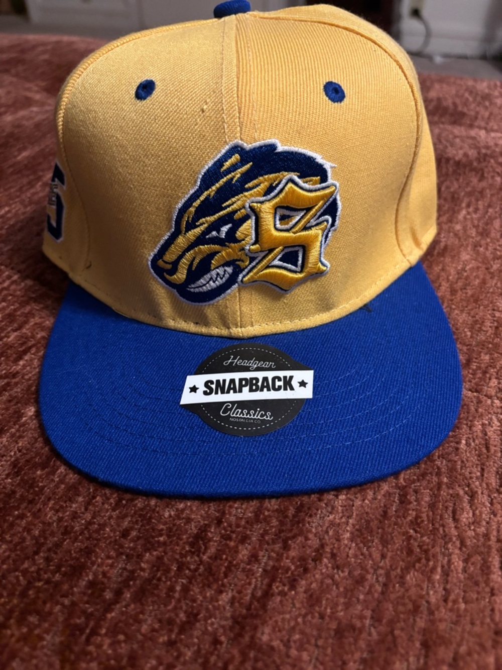 Yellow and Blue Snapback Hat with Team Emblem